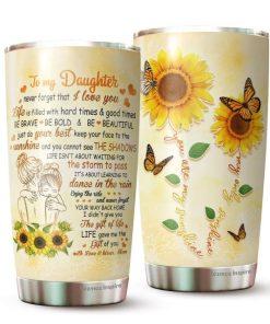 To My Daughter Sunflower Tumbler 20oz – Embrace the sunshine in your heart with each sip. From Mom, a symbol of love and brightness just for you.