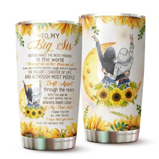This 20oz Sunflower Stainless Steel Travel Tumbler, complete with a lid and vacuum-insulated double walls, is a heartfelt gift for my cherished Big Sister.